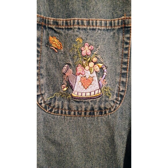 Casey Coleman Denim Barn Chore Jacket Woman's ML Embroidered Pockets Plants - Picture 4 of 7